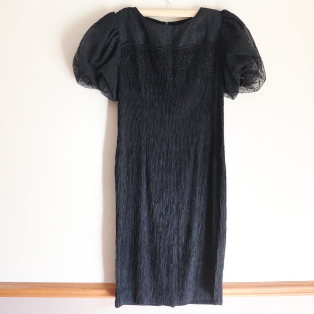 Vintage Leslie Fay Dress Black Size 10 - Picture 2 of 6
